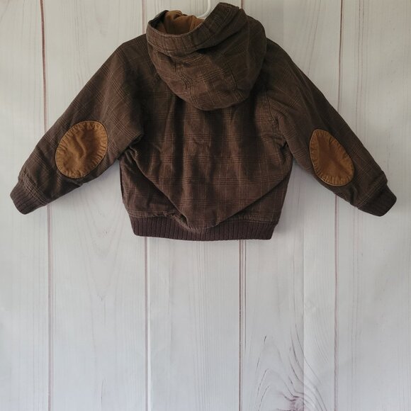 Baby Gap Brown Plaid Hooded Jacket, Toddler 3 yrs, Front Zip, 2 Button Flap EUC - Picture 5 of 12